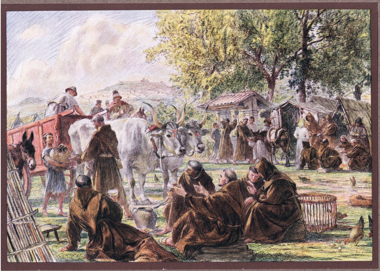 The Chapter of St Mary of the Angels nær Assisi, 1919 af Eugene Burnand