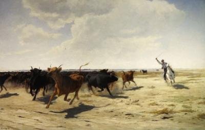 The Round-up (olie på lærred) af Eugene Burnand