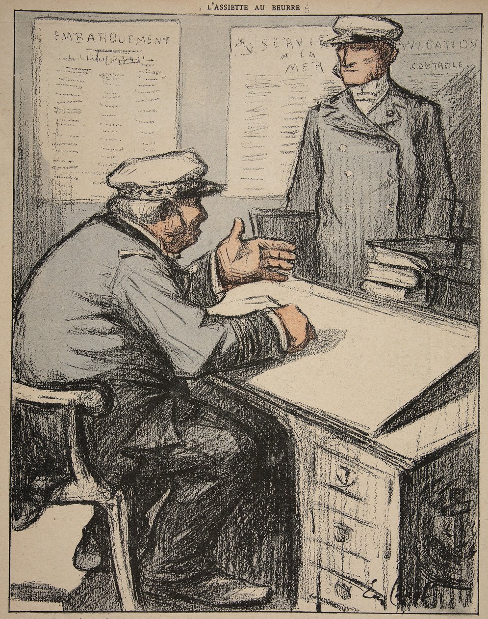 To maritime herrer i deres kontorer, illustration fra 