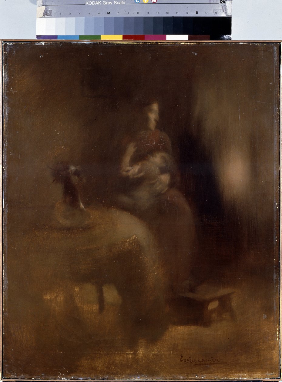Kvinde med en baby på skødet. Maleri af Eugene Carriere (1849-1906) af Eugène Carrière