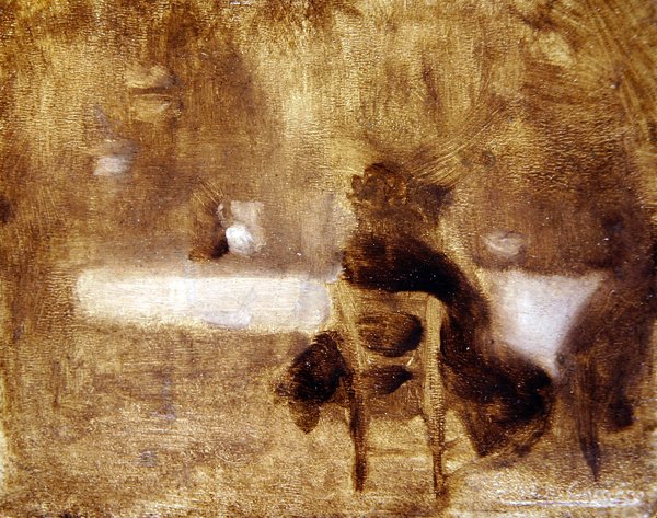 Girl from Behind (olie på panel) af Eugène Carrière