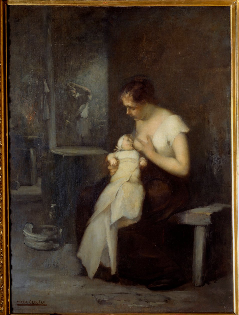 Plejekvindemaleri af Eugene Carriere (1849-1906) 1879 søn. 0,81x0,59 m Rouen, Musee des Beaux Arts af Eugène Carrière