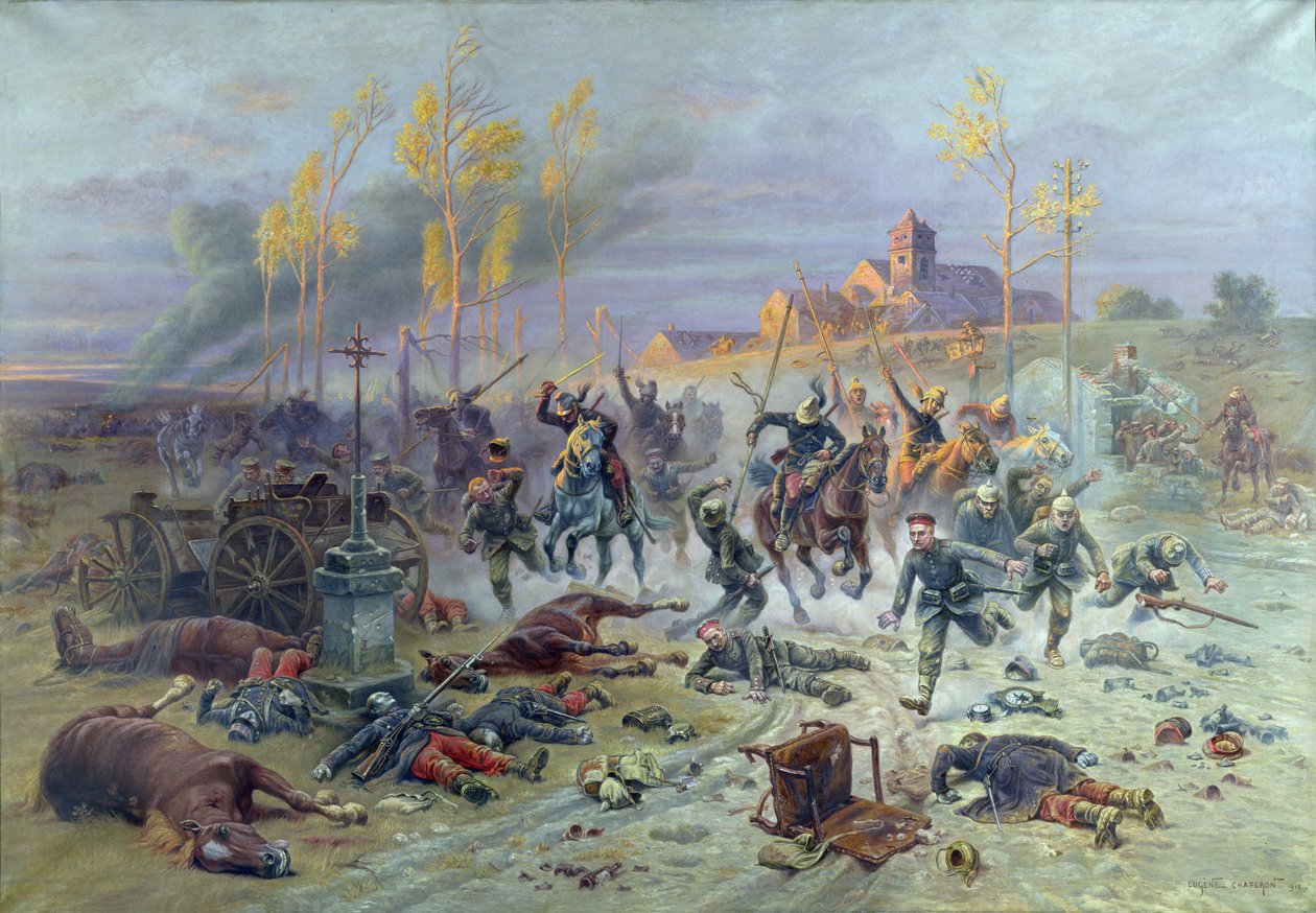 Anklagen mod franske soldater i slaget ved Marne, 8. eller 9. september 1914, 1915 af Eugene Chaperon