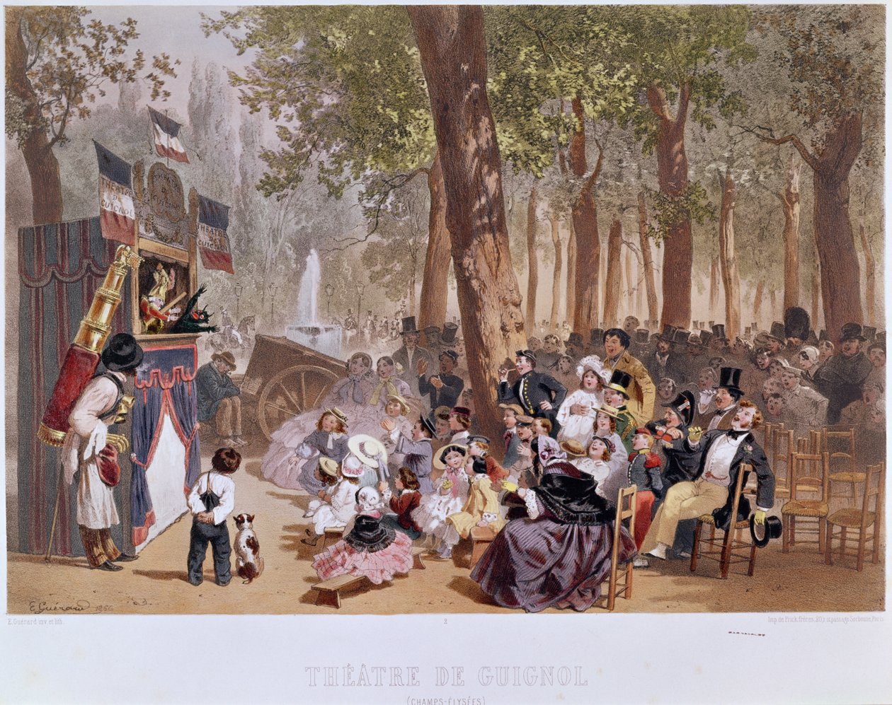 Guignol-teatret på Champs Elysees, 1856 af Eugene Charles Francois Guerard
