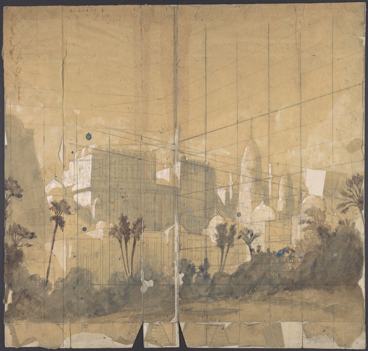 Design til en scene i Opéraen, Paris, 1828-90. af Eugene Ciceri