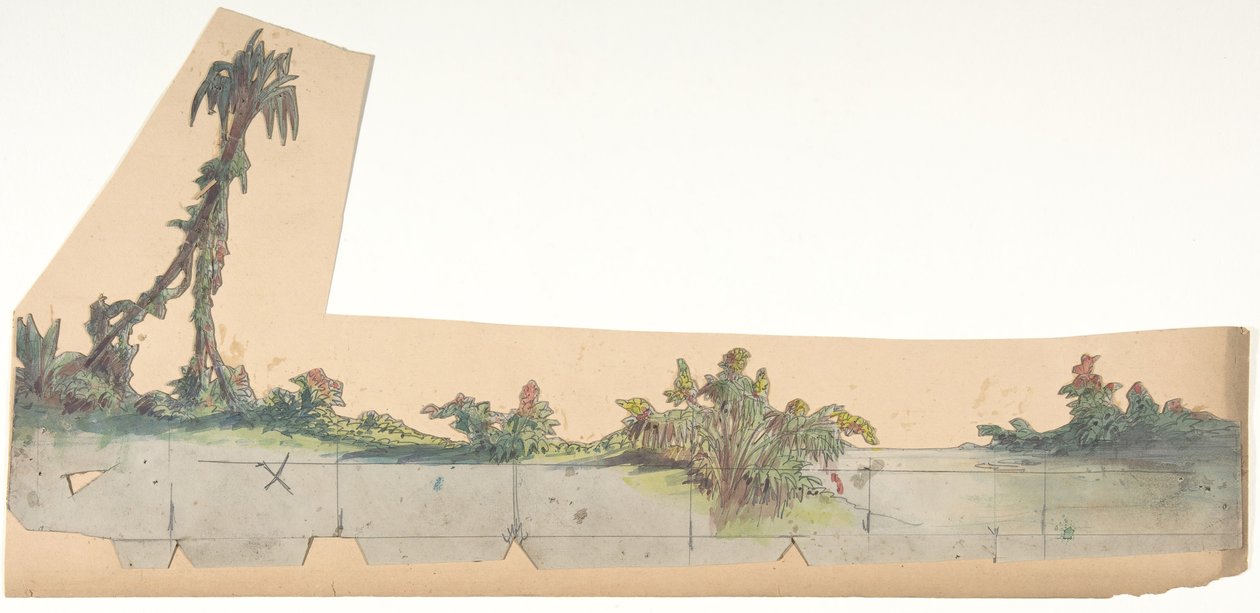 Design til en scene i Opéraen, Paris, 1828-90. af Eugene Ciceri