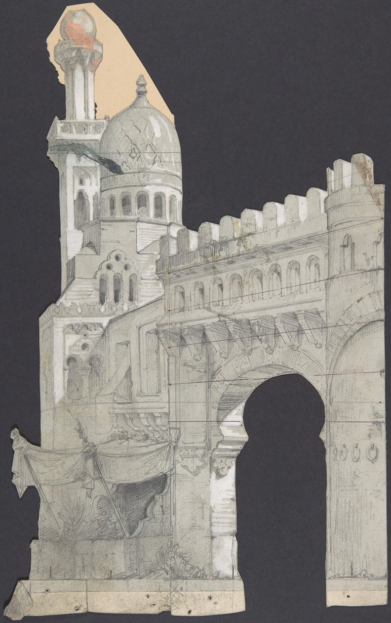 Design til en scene i Opéraen, Paris, 1830-90. af Eugene Ciceri