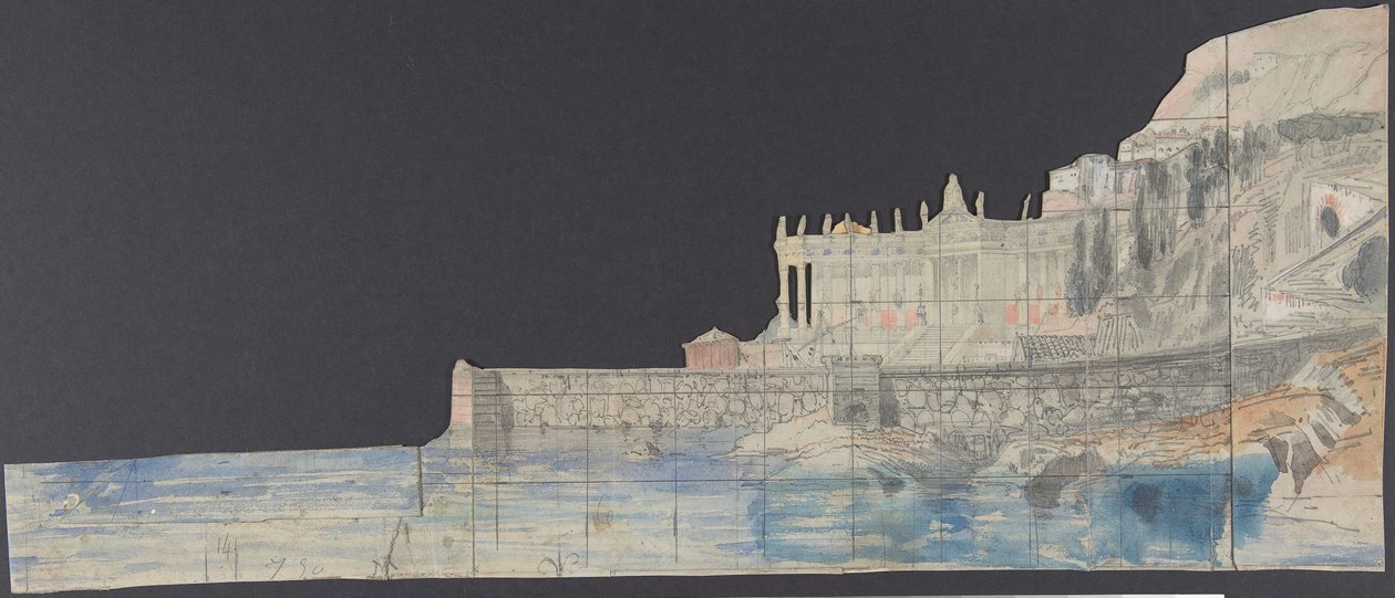 Design til en scene i Opéraen, Paris, 1830-90. af Eugene Ciceri