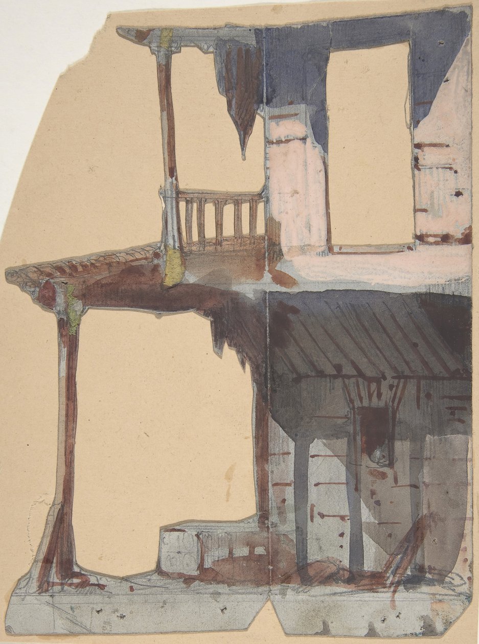 Design til en scene i Opéraen, Paris, 1830-90. af Eugene Ciceri
