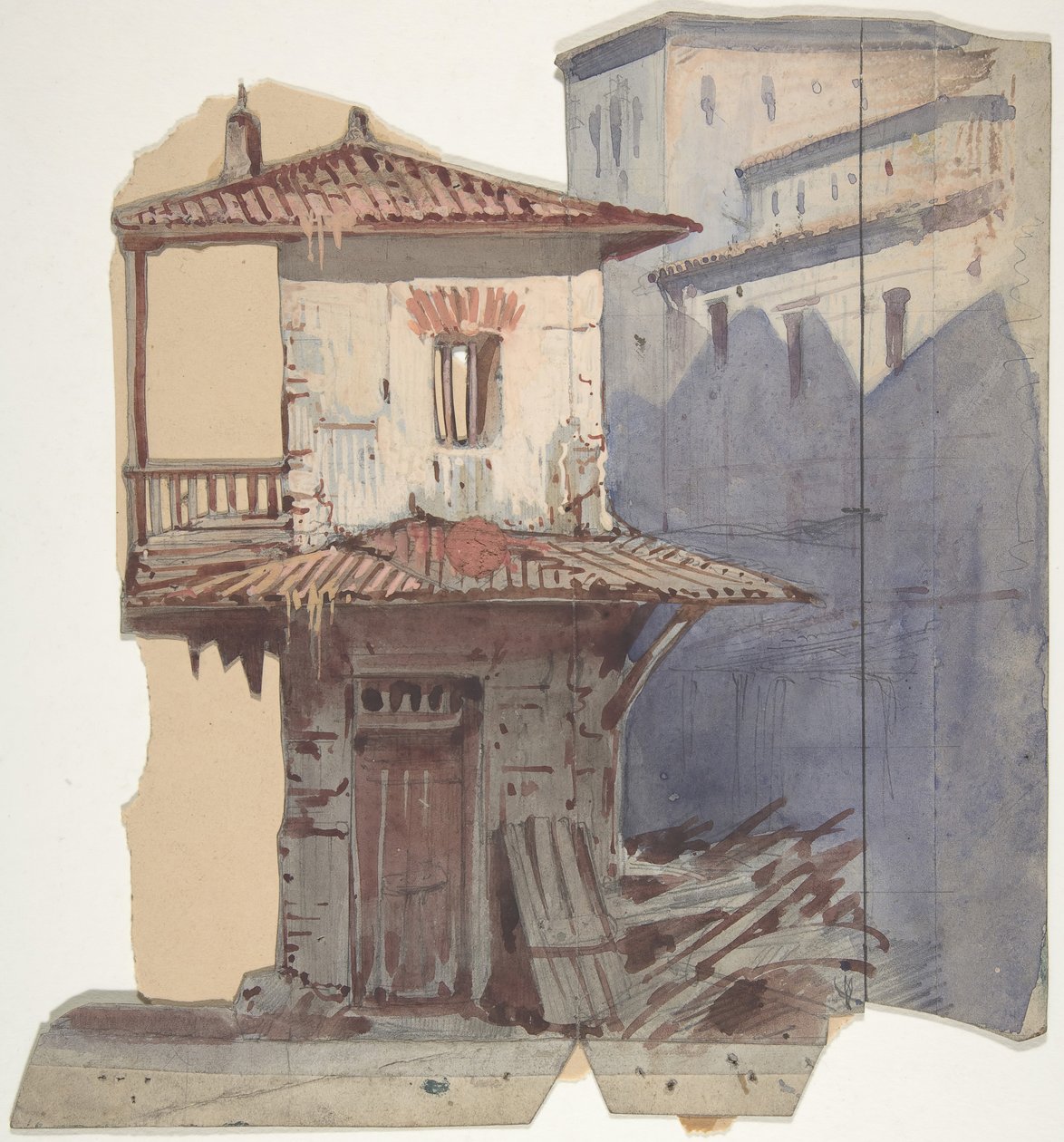 Design til en scene i Opéraen, Paris, 1830-90. af Eugene Ciceri