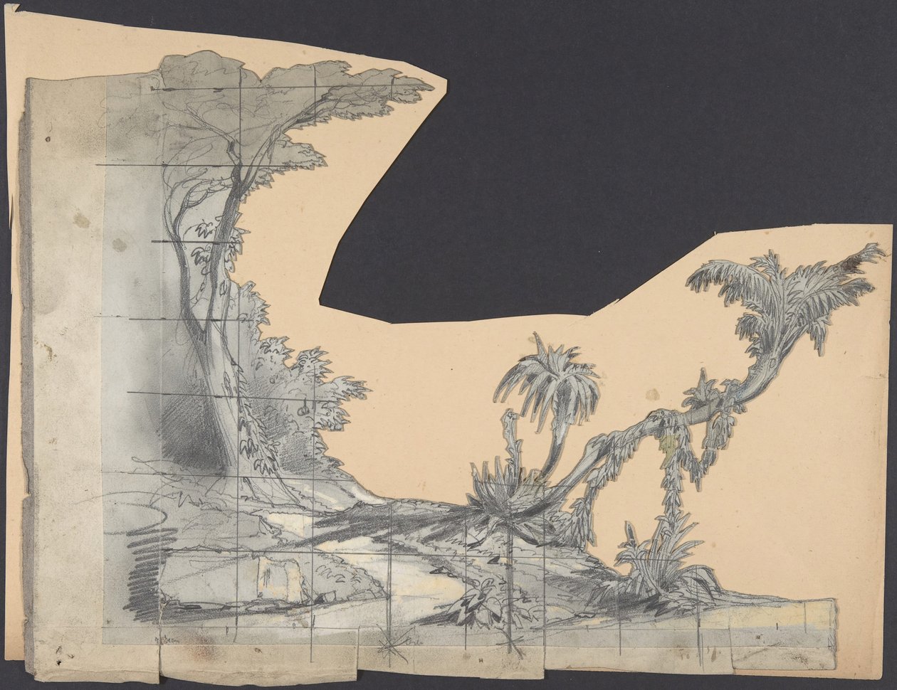 Design til en scene i Opéraen, Paris, 1830-90. af Eugene Ciceri