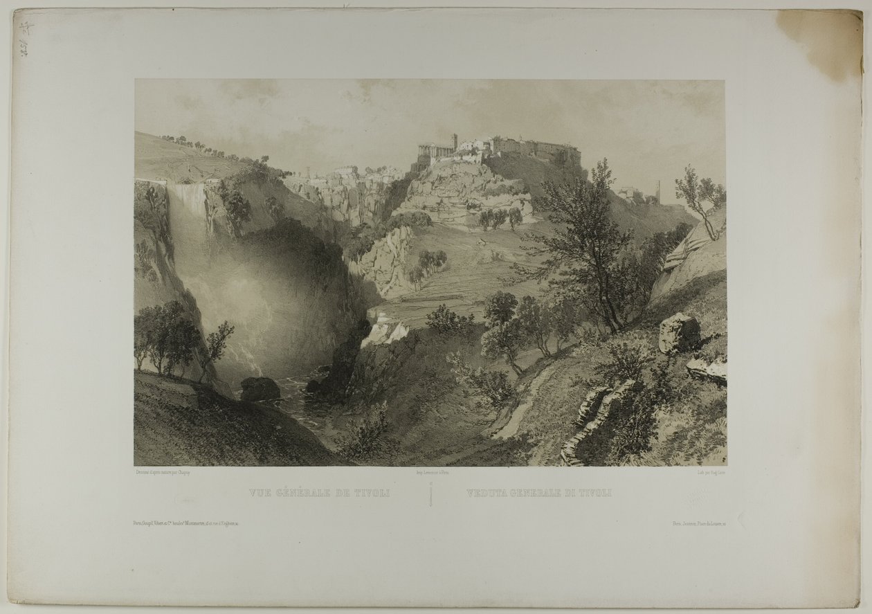 Almindelig udsigt over Tivoli, plade sytten fra Italie Monumentale et Pittoresque af Eugene Ciceri
