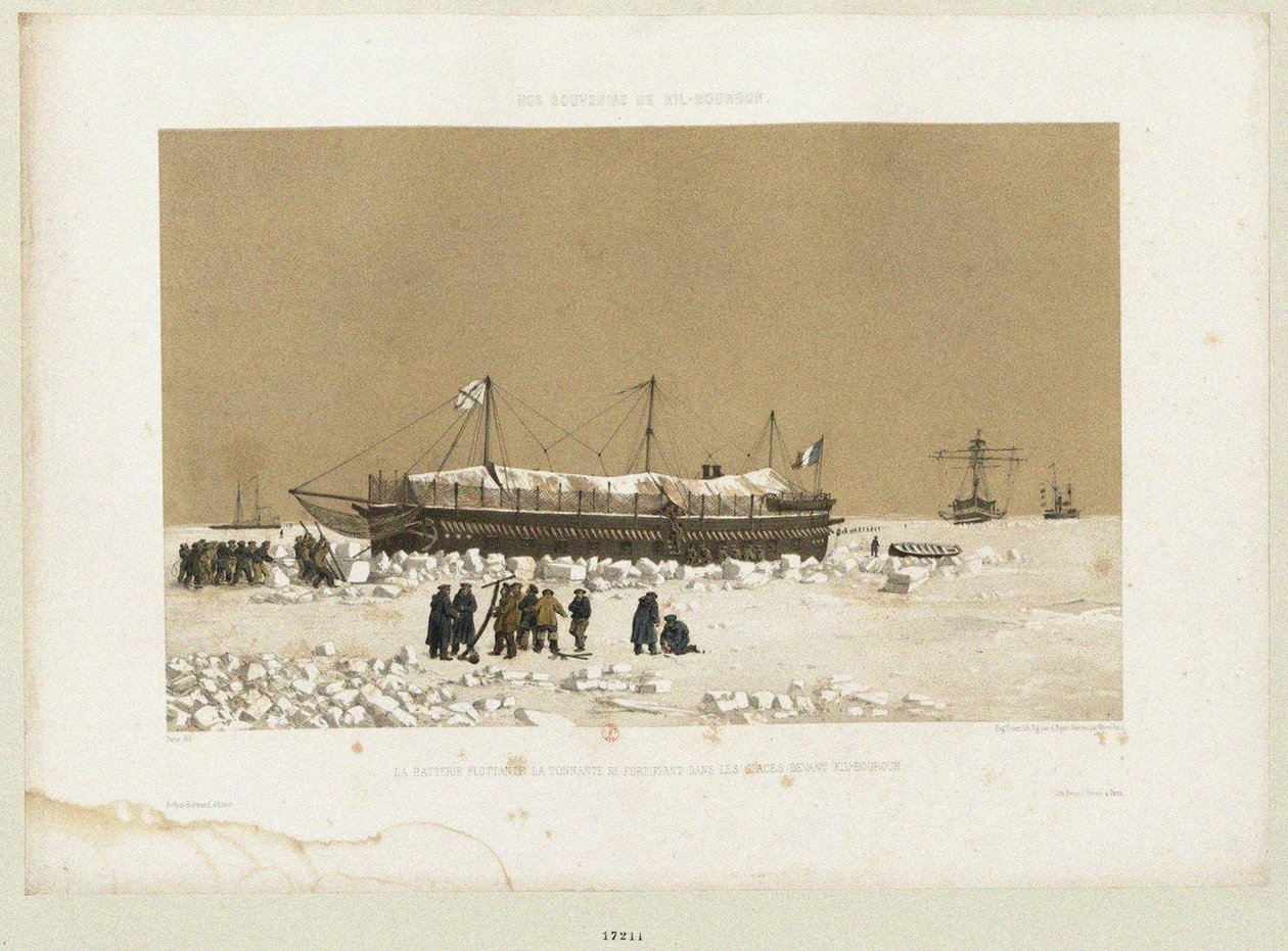 Det flydende batteri Tonnante in the Ice nær Kinburn, 1856 af Eugene Ciceri
