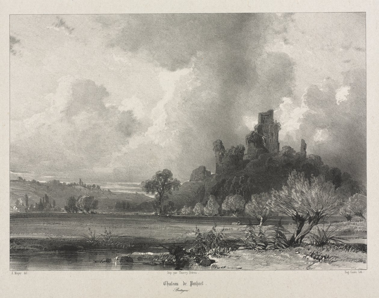 Maleriske og romantiske rejser i det gamle Frankrig. Bretagne: Chateau de Penhoet af Eugene Ciceri