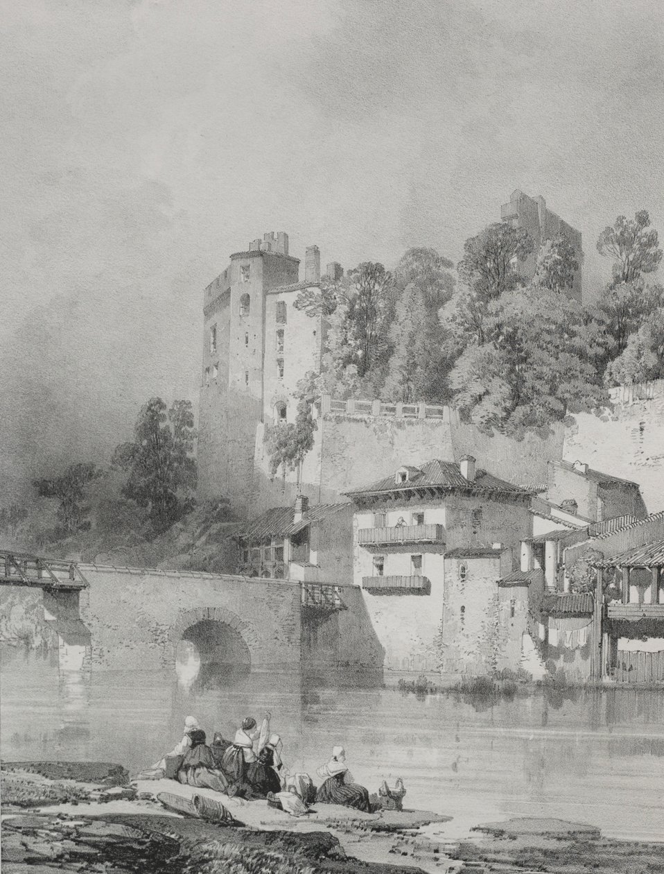 Maleriske og romantiske rejser i det gamle Frankrig. Bretagne: Chateau de Clisson. af Eugene Ciceri