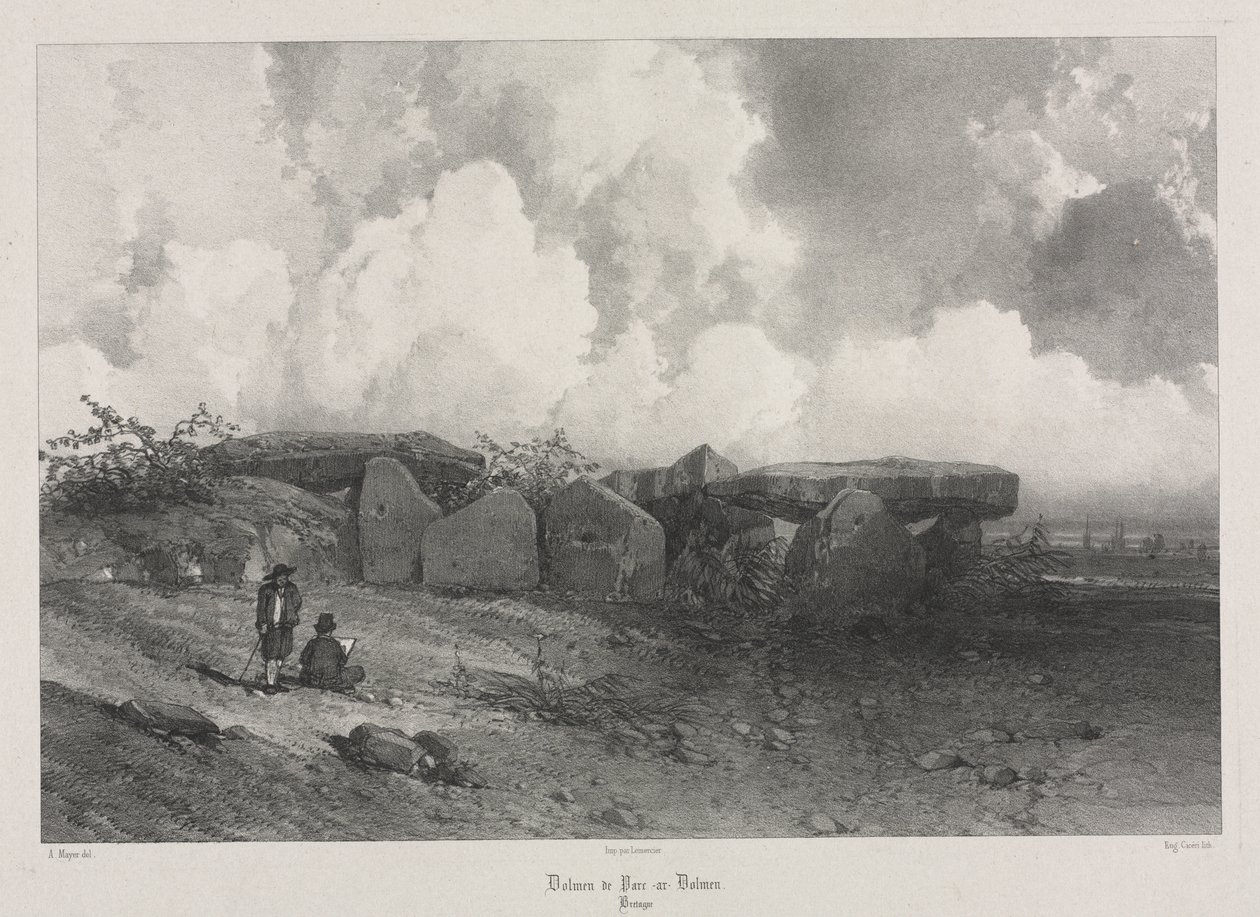 Maleriske og romantiske rejser i det gamle Frankrig: Bretagne: Dolmen of Parc-ar-Colmen af Eugene Ciceri