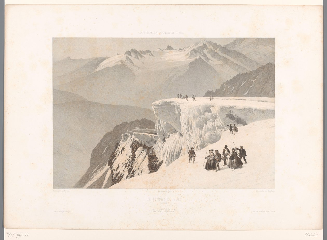 Vandrere på toppen af ​​Mont Buet Le sommet du Buet (titel på objekt) Ansigter i Schweiz, Savoy og Tyrol (serietitel) La Suisse, la Savoie et le Tyrol (serietitel på objekt) af Eugene Ciceri