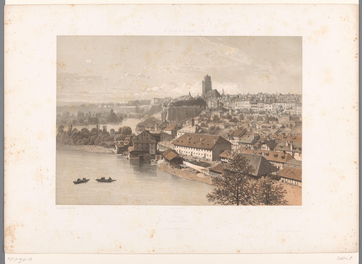 Udsigt over Bern Berne (titel på objekt) Ansigter i Schweiz og Savoy (serietitel) La Suisse et la Savoie (serietitel på objekt) af Eugene Ciceri