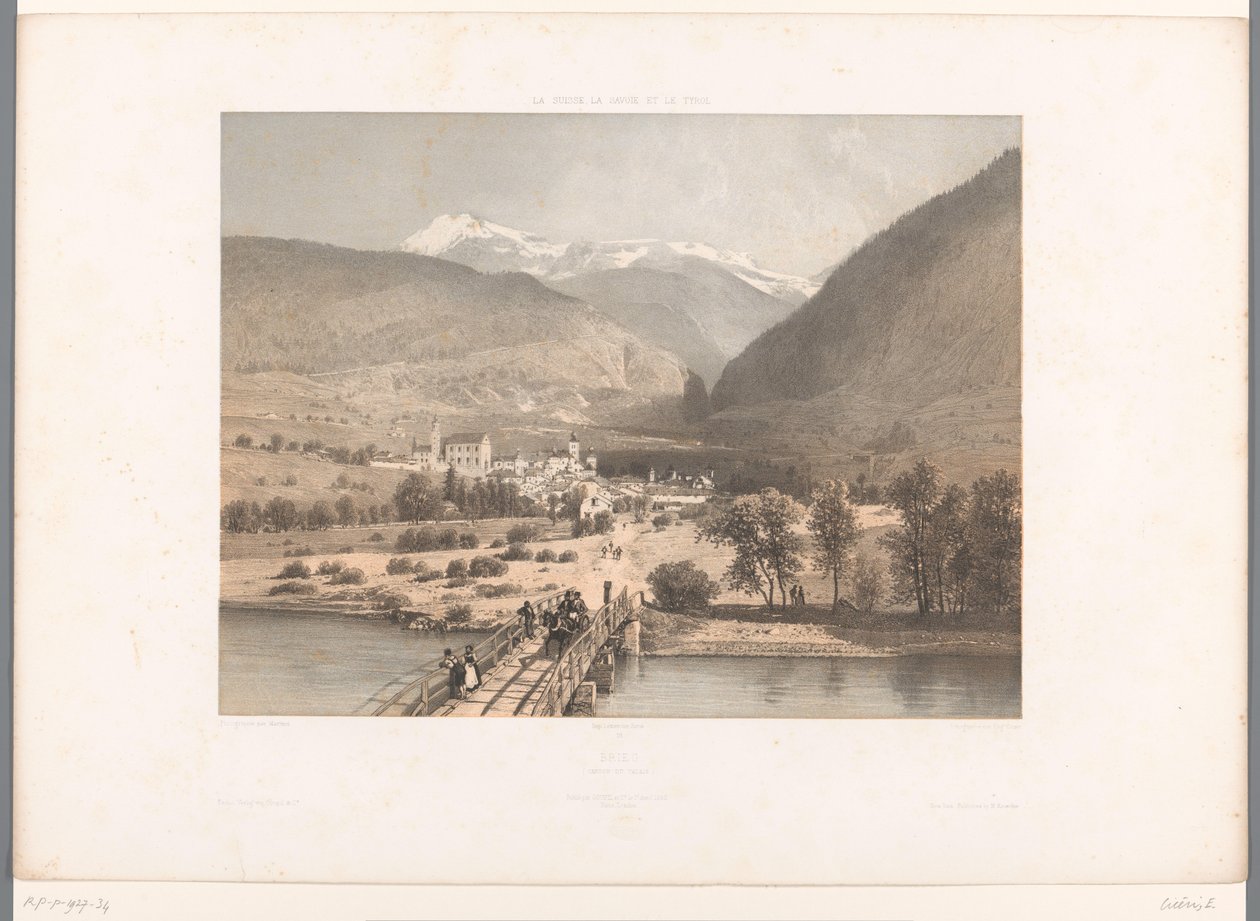 Udsigt over broen ved Rhone brev Seværdigheder i Schweiz, Savoyen og Tyrol La Suisse, la Savoie et le Tyrol af Eugene Ciceri