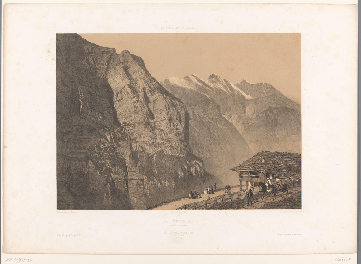 Udsigt over Wengernalp La Wengernalp (titel på objekt) Ansigter i Schweiz og Savoy (serietitel) La Suisse et la Savoie (serietitel på objekt) af Eugene Ciceri