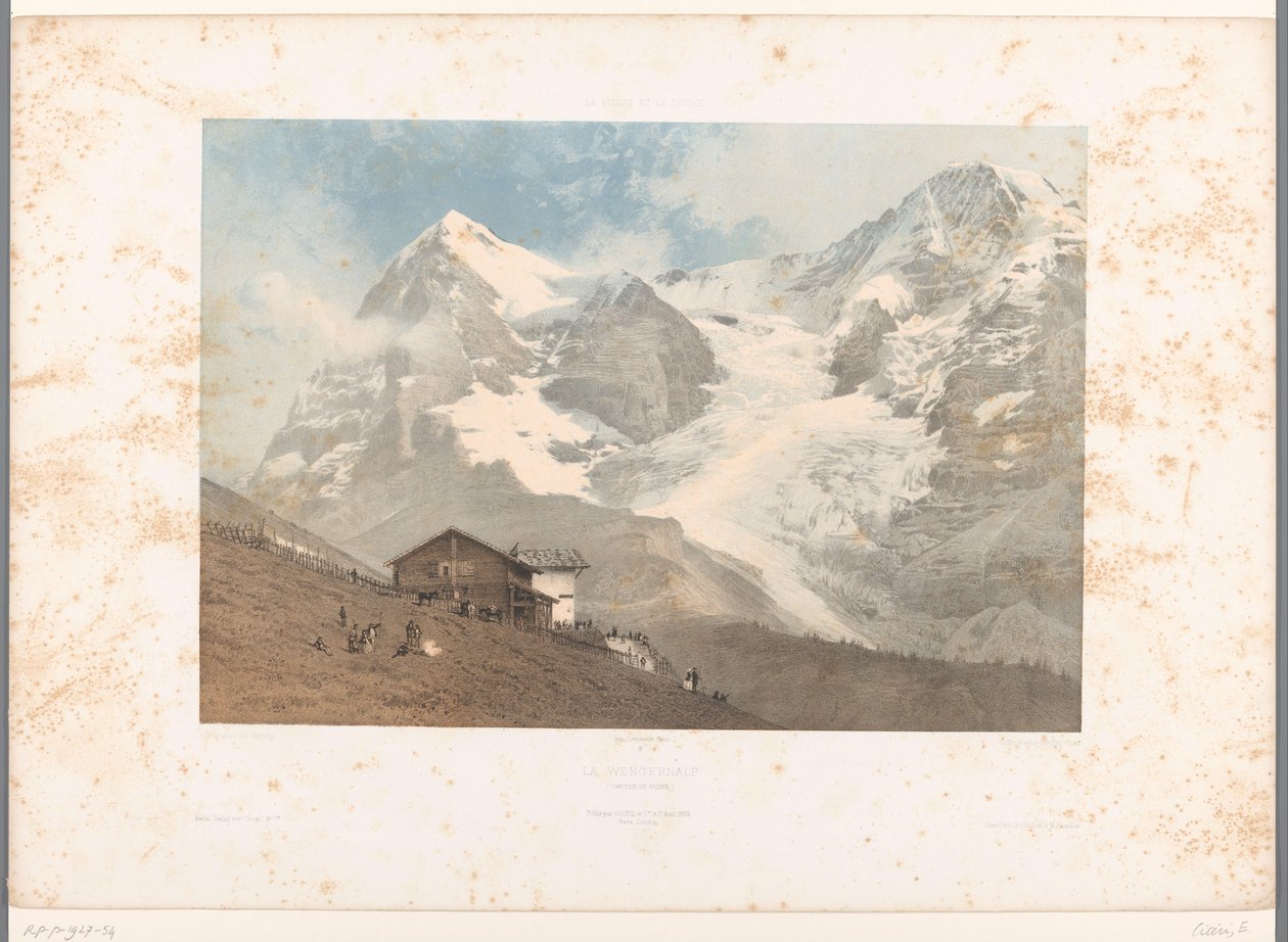 Udsigt over Wengernalp La Wengernalp (titel på objekt) Ansigter i Schweiz og Savoy (serietitel) La Suisse et la Savoie (serietitel på objekt) af Eugene Ciceri