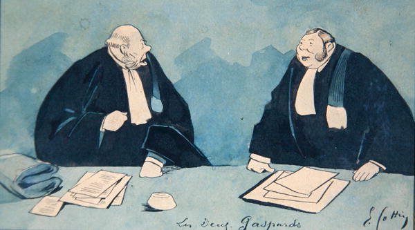 To advokater, ca. 1900 (farve litho) af Eugene Cottin