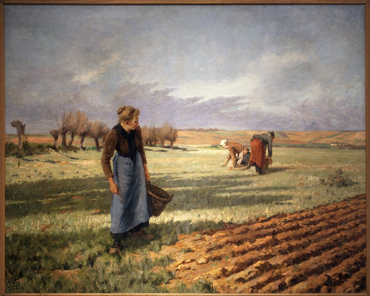 Pluk mælkebøtter. Maleri af Eugene Damaskus (1844-1899), olie på lærred. fransk kunst af Eugene Damas