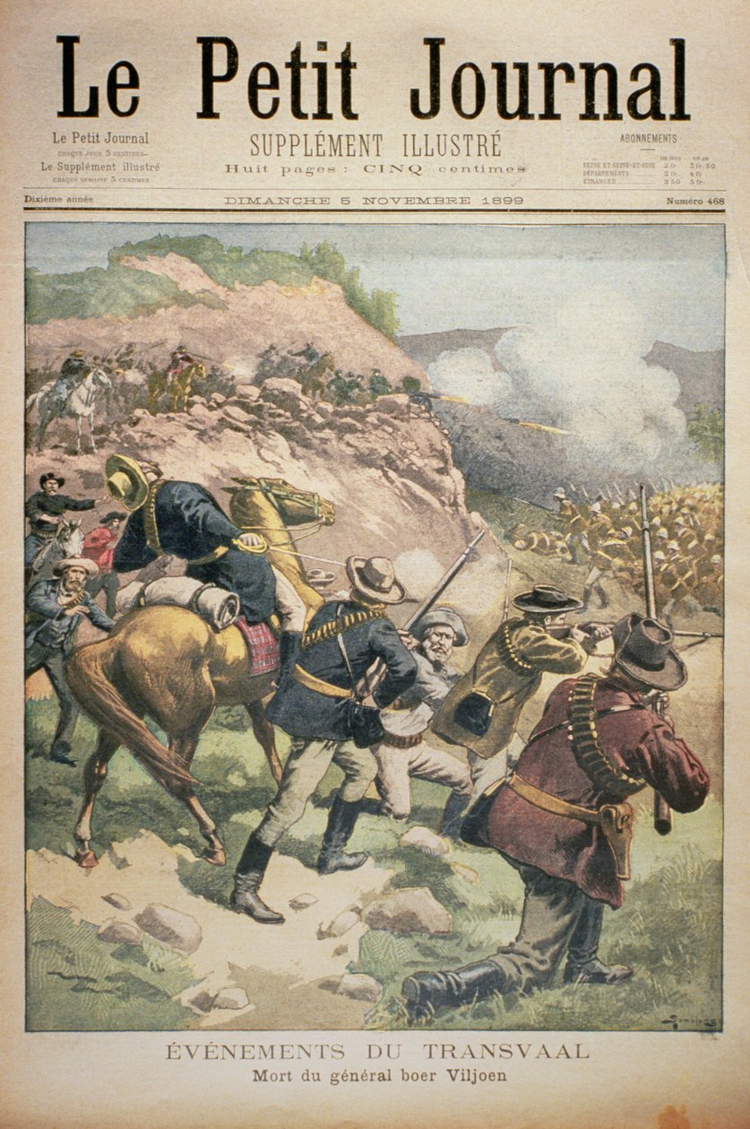 Begivenheder i Transvaal: Boergeneralen Viljoens død, forside af Le Petit Journal, 5. november 1899 af Eugene Damblans