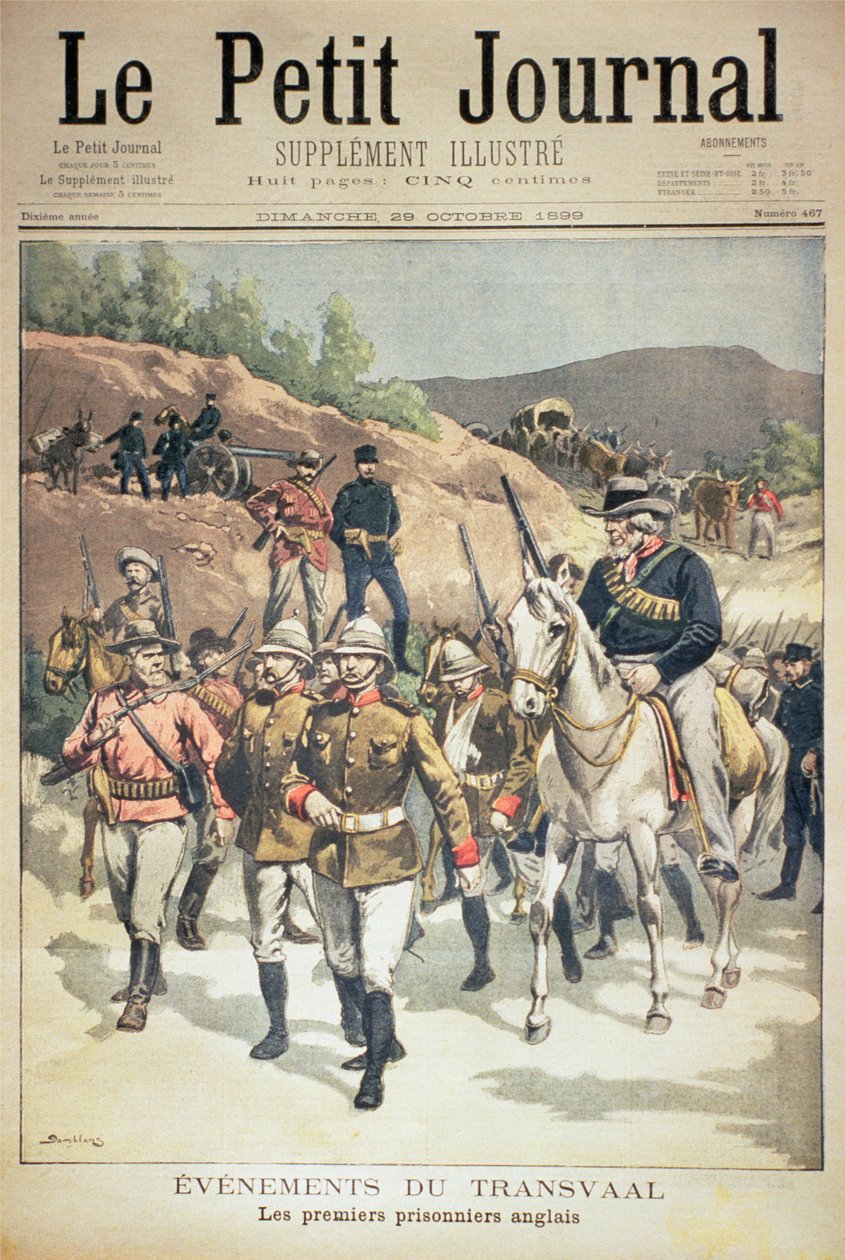 Begivenheder i Transvaal: de første engelske fanger, forside af Le Petit Journal, 29. oktober 1899 af Eugene Damblans