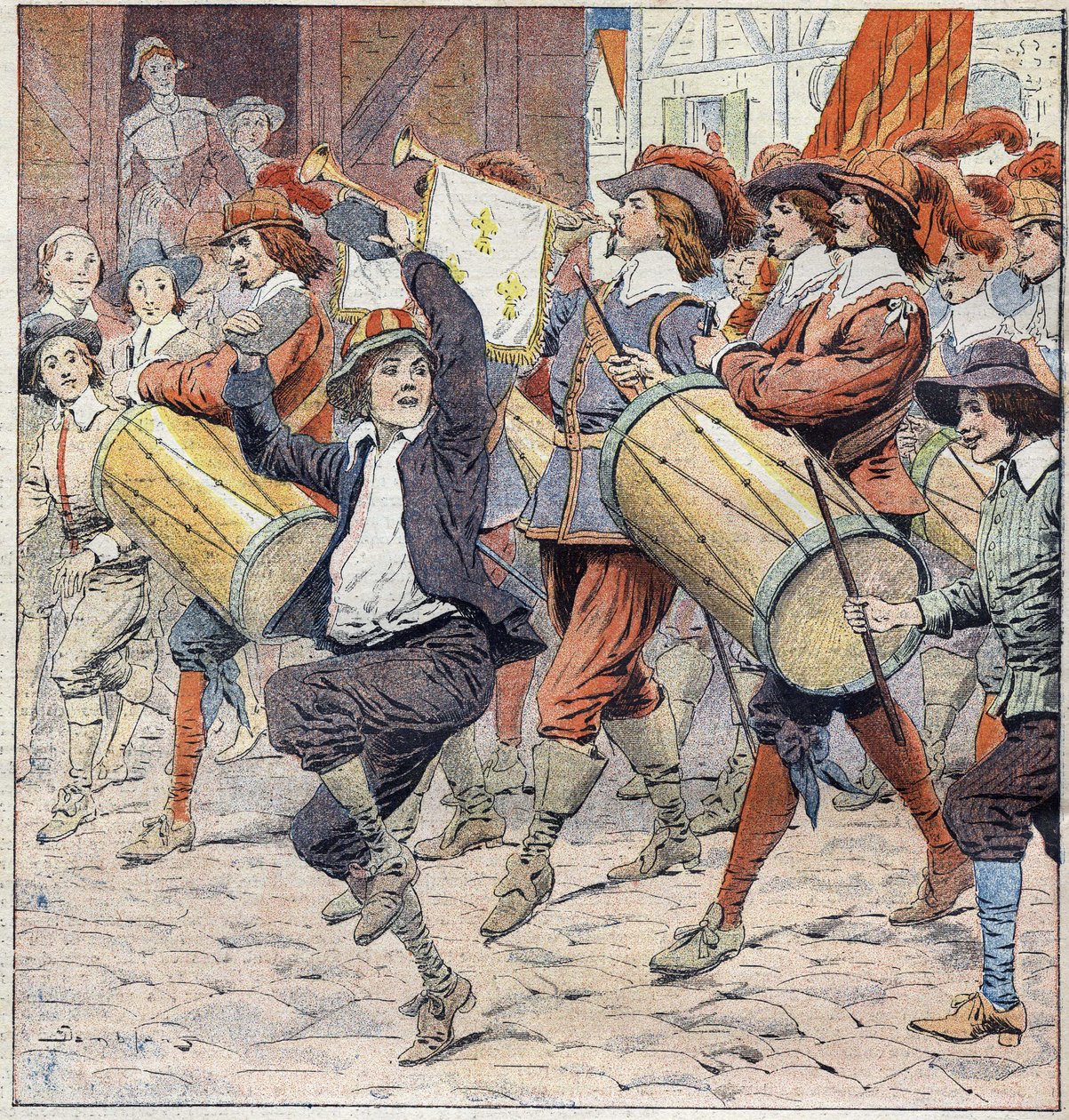 Illustration til "Vint ans apres" (Tyve år efter) af Eugene Damblans