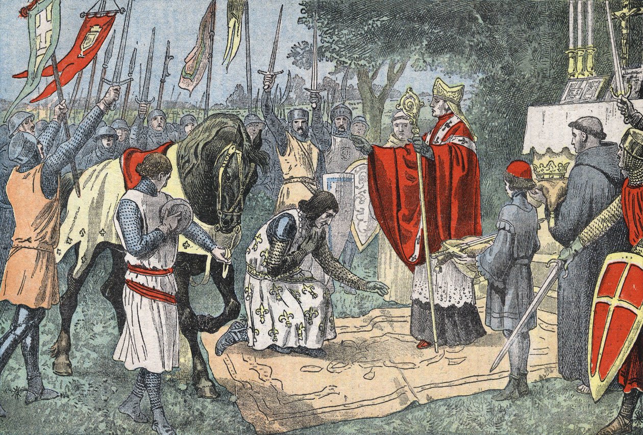 Philippe Auguste før slaget ved Bouvines den 27. juli af Eugene Damblans
