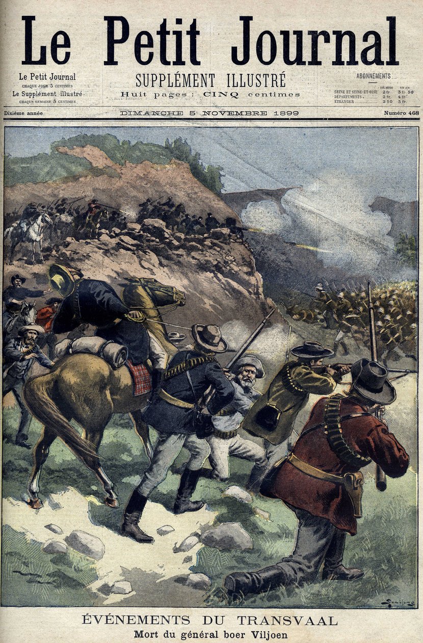 Sydafrika - Boerkrigen. General Boer Viljoens død. Tegning af Damblanc. Le Petite Journal, 5. november af Eugene Damblans