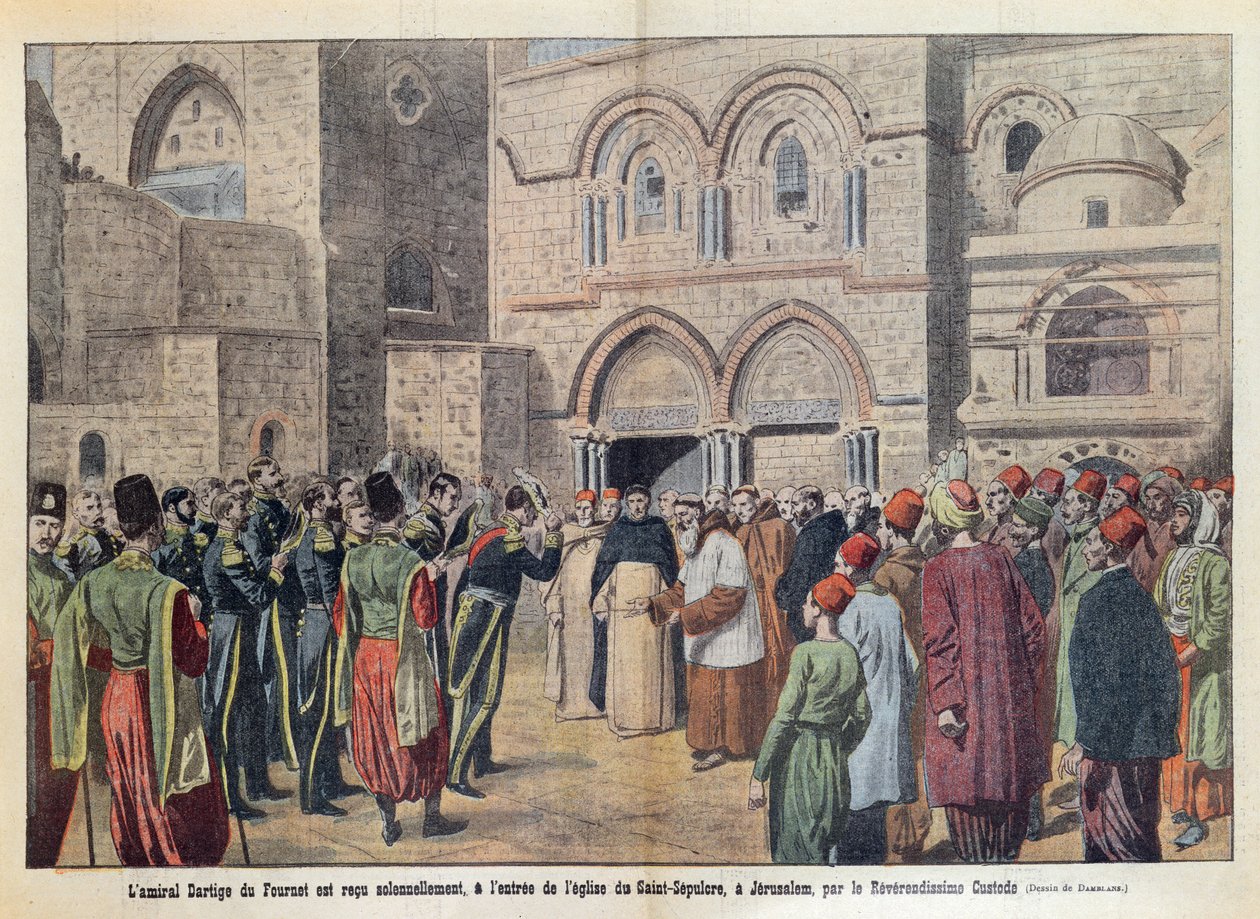 Modtagelsen af admiral Dartige du Fournet (1856-1940) i Den Hellige Gravs Kirke i Jerusalem, illustration fra magasinet 