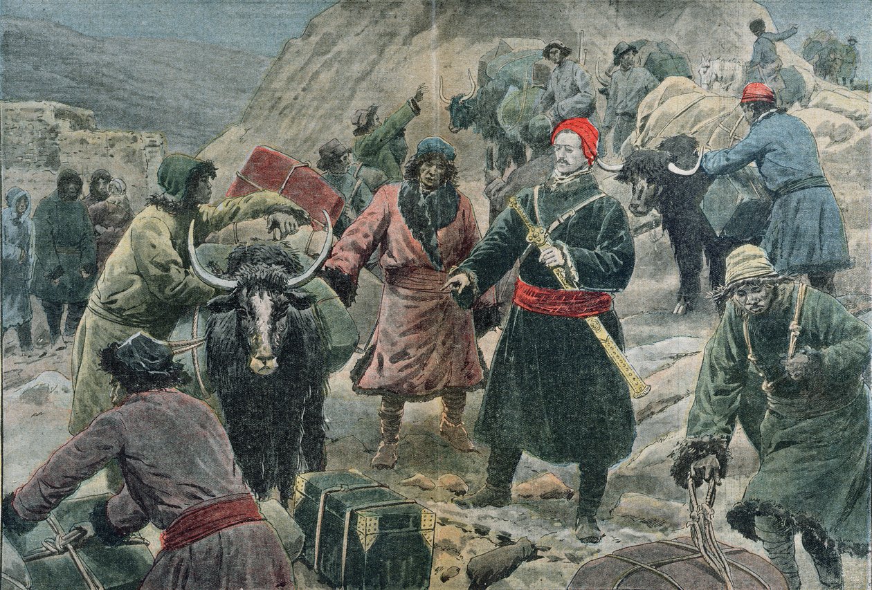 Udforskeren Sven Ander Hedin (1865-1952) i Tibet, illustration fra 