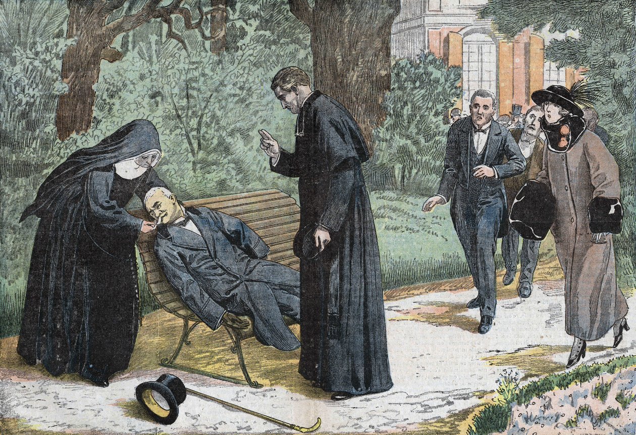 Theophile Delcassé (1852-1923), en fransk politiker døde af en emboli i evechehaven i Nice i 1923. Tegning af Damblans. af Eugene Damblans