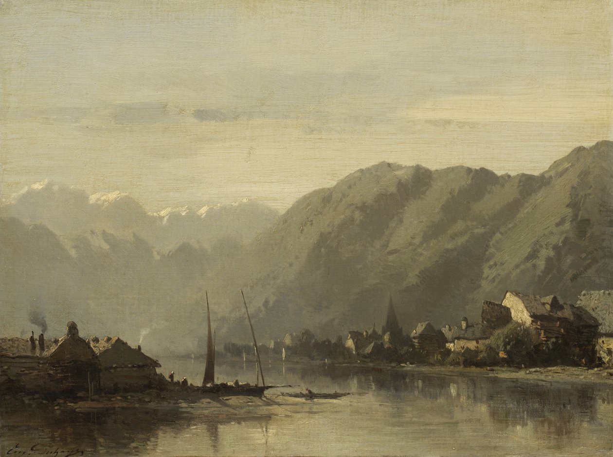 En schweizisk sø, 1838-90 af Eugene Deshayes