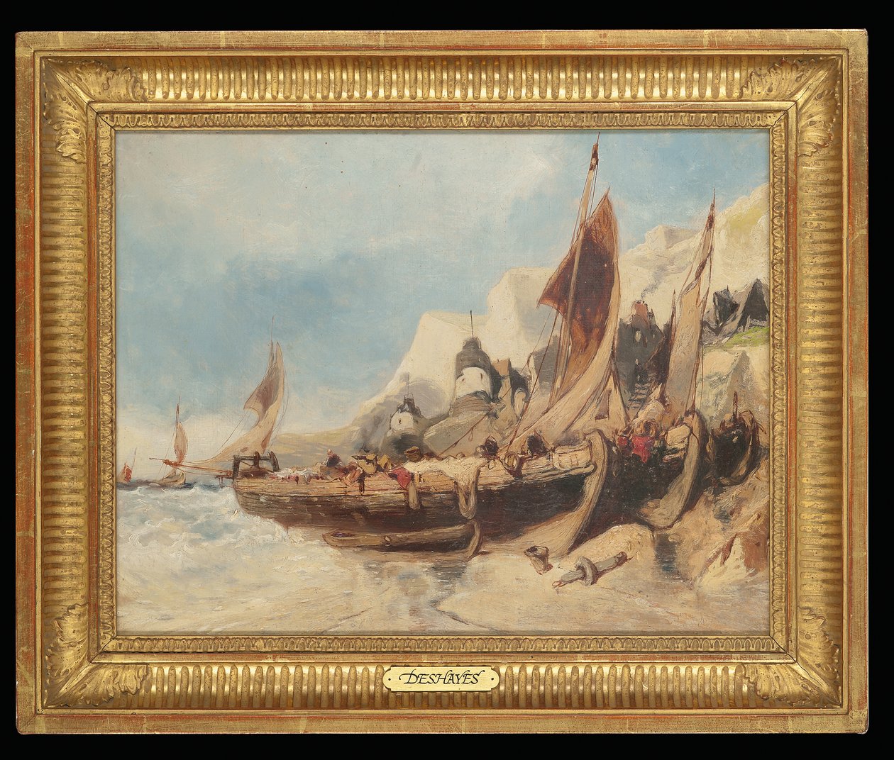 Fiskerbåde på stranden, Bretagne af Eugene Deshayes