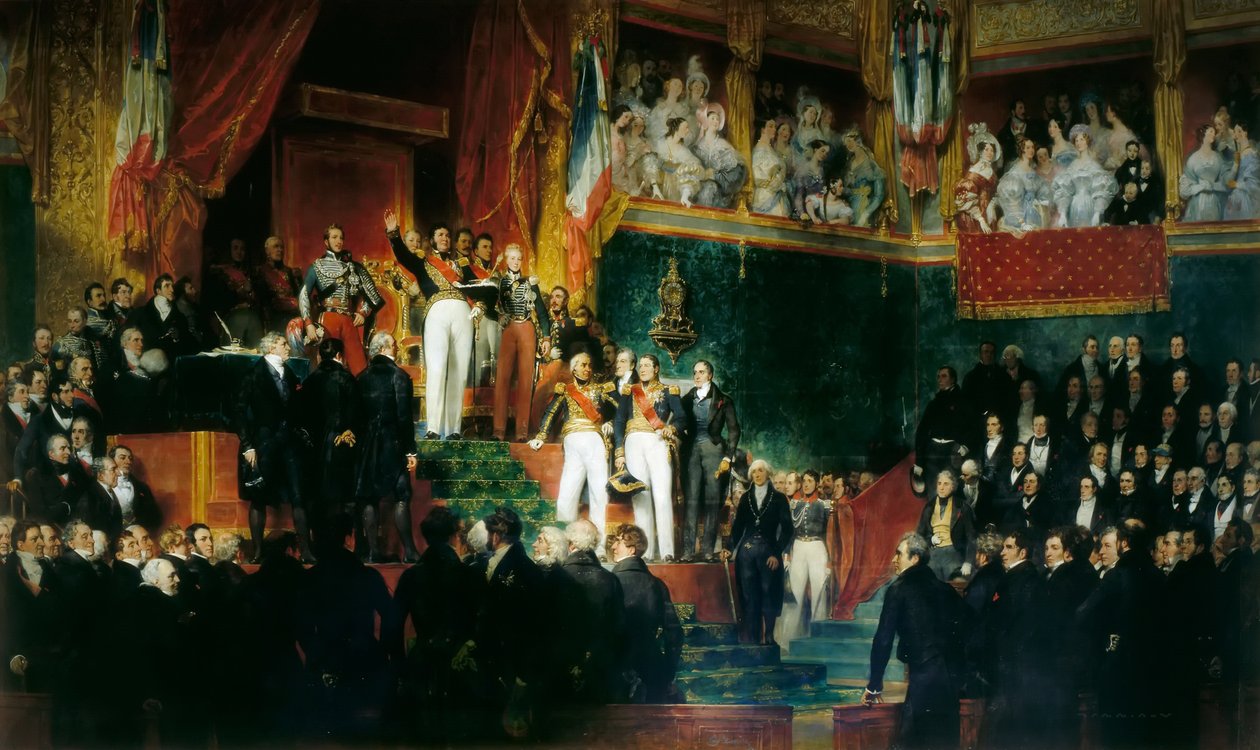 Louis-Philippe I bliver taget i ed som konge for Deputeretkammeret den 9. august 1830 af Eugene Deveria