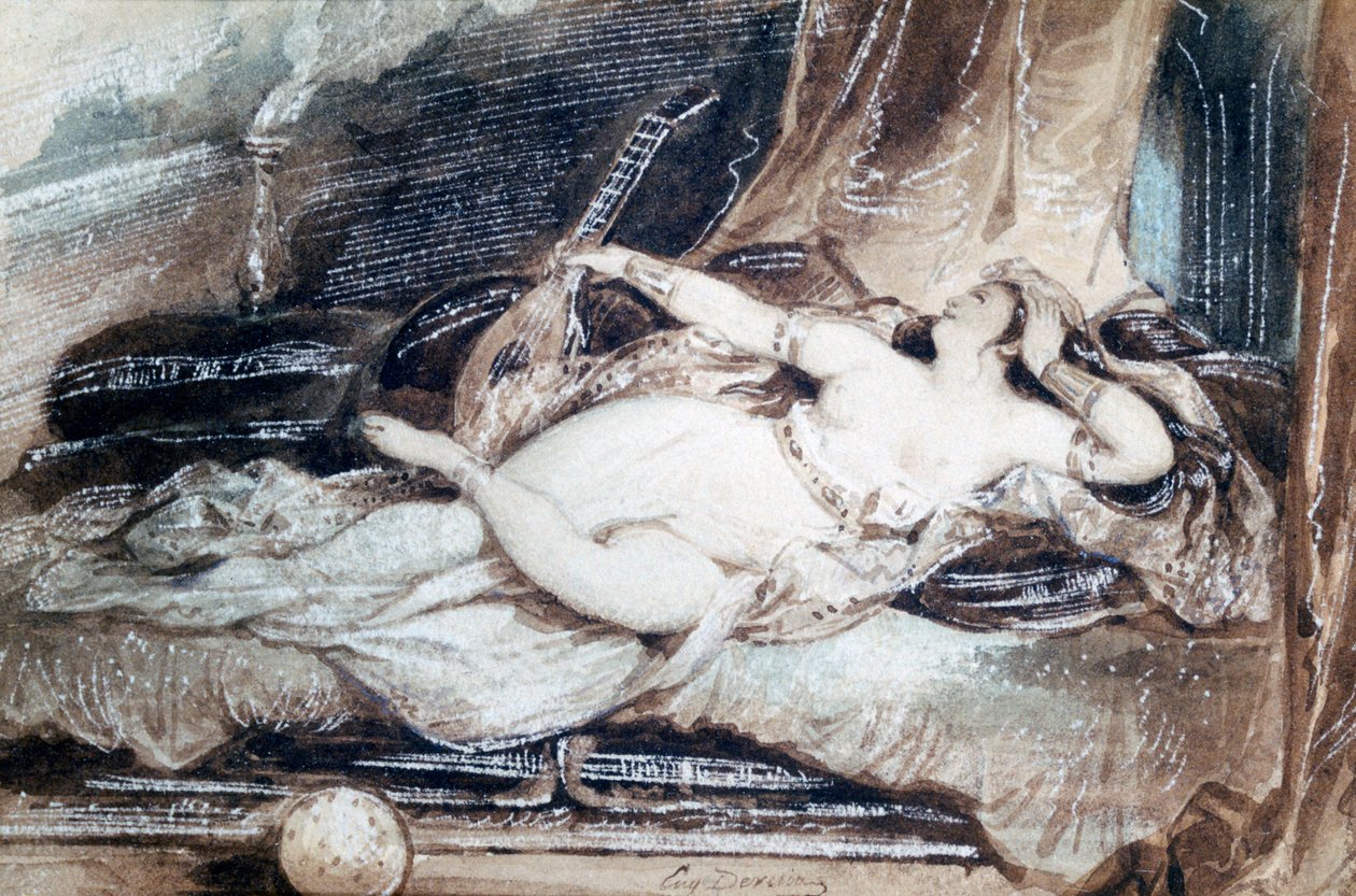 Liggende Odalisque, c1815-1865 af Eugene Deveria