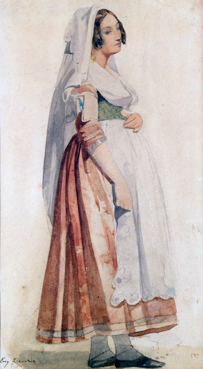 Ung italiener, c1825-1865 af Eugene Deveria