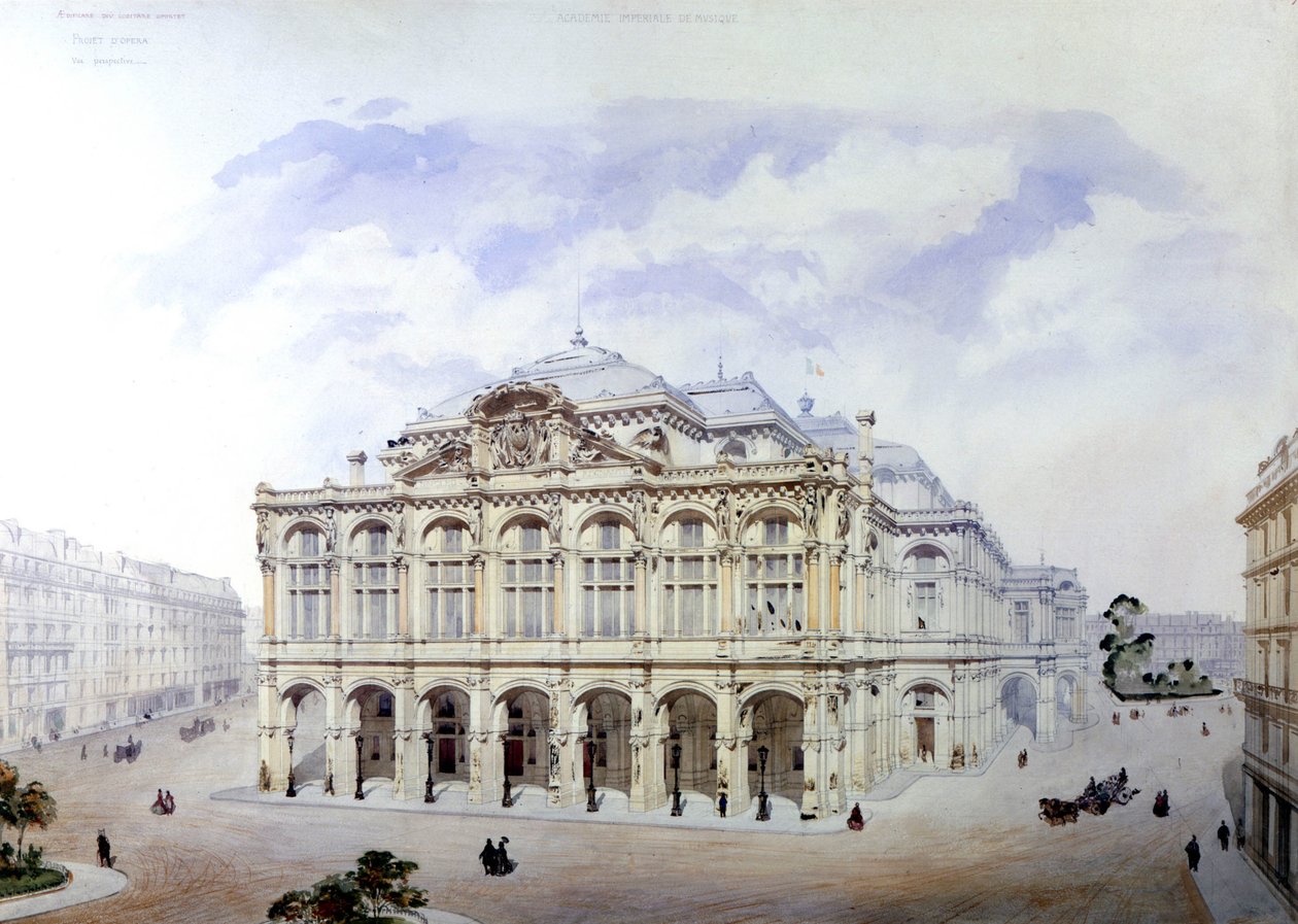 Opera Garnier i Paris i 1850 af Eugene Viollet-le-Duc (Viollet le Duc) (1814-1879) af Eugene Emmanuel Viollet le Duc