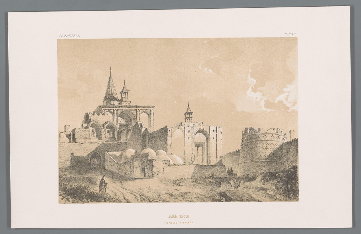 Imamzadeh-graven i Kashan Imâm zadeh (tombeau a Kachân) (titel på objekt) Persiske landskaber (serietitel) Perse modern (serietitel) af Eugene Flandin