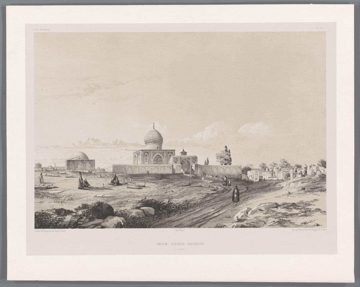 Imamzadeh af Hussein i Qazvin Imam-Zadeh-Hussein (Casbin) (titel på objektet) Persiske landskaber (serietitel) Perse modern (serietitel) af Eugene Flandin