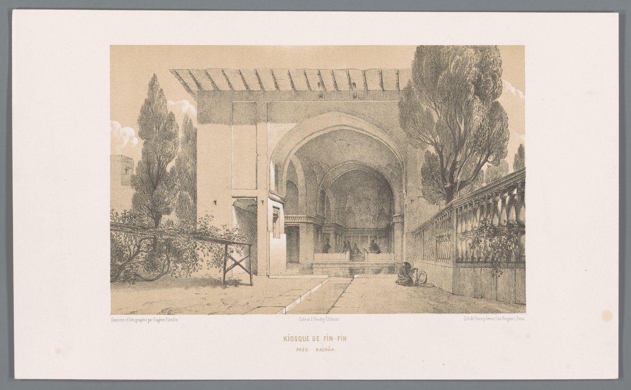 Kiosk van Fin Garden i Kashan Fin-Fins kiosk nær Kachan (titel på objekt) af Eugene Flandin
