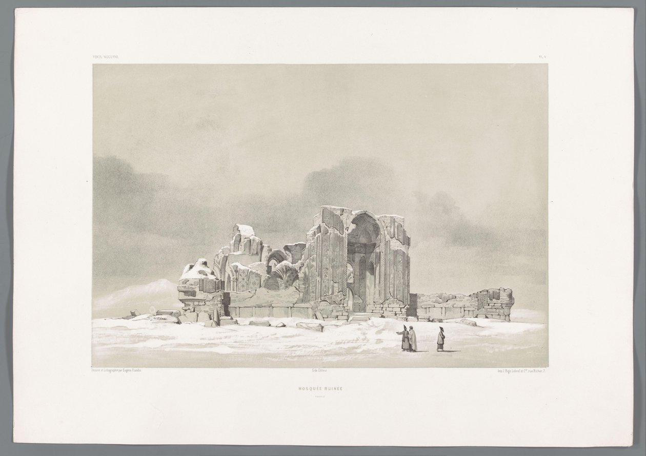 Ruin af den blå moske i Tabriz i Iran Moské ruine Tabriz (titel på objekt) Persiske landskaber (serietitel) Perse modern (serietitel) af Eugene Flandin
