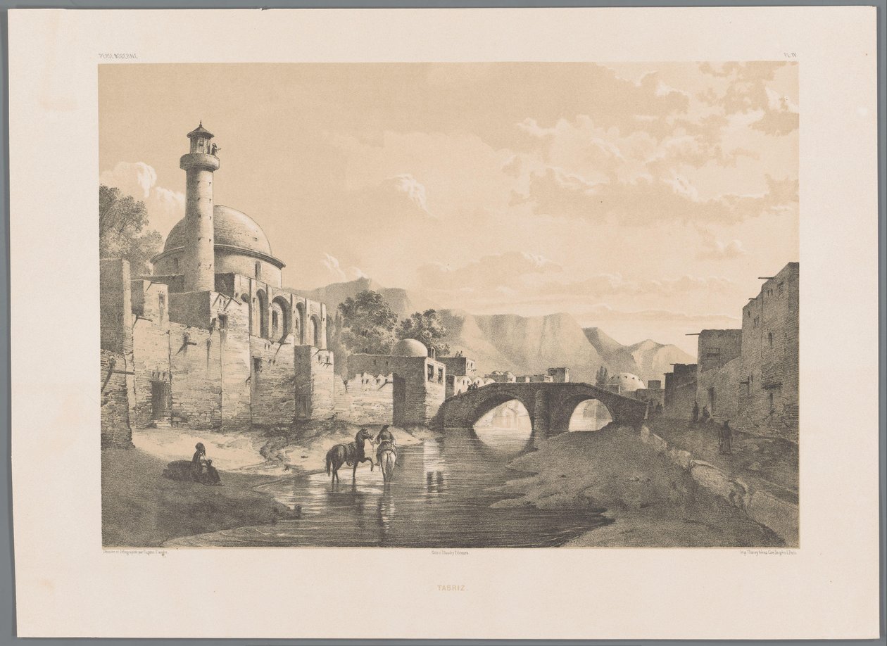 Saheb-ol Amr-moskeen i Tabriz Tabriz (titel på objekt) Persiske landskaber (serietitel) Perse modern (serietitel) af Eugene Flandin