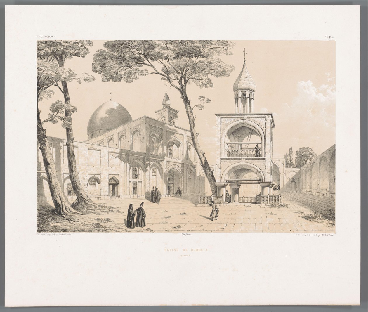 Vank-katedralen i Isfahan Eglise de Djoulfa Ispahan (titel på objekt) Persiske landskaber (serietitel) Perse modern (serietitel) af Eugene Flandin