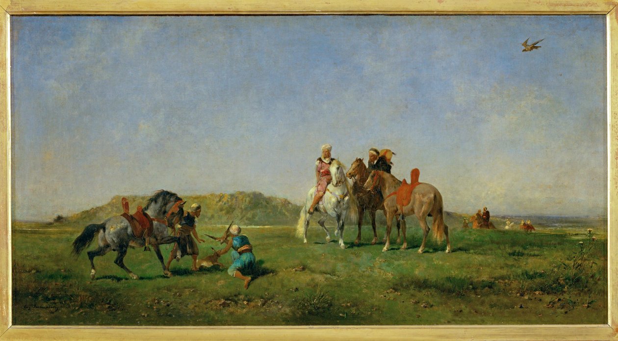 Chasse au faucon en Algerie - Jagt med falke i ... af Eugène Fromentin