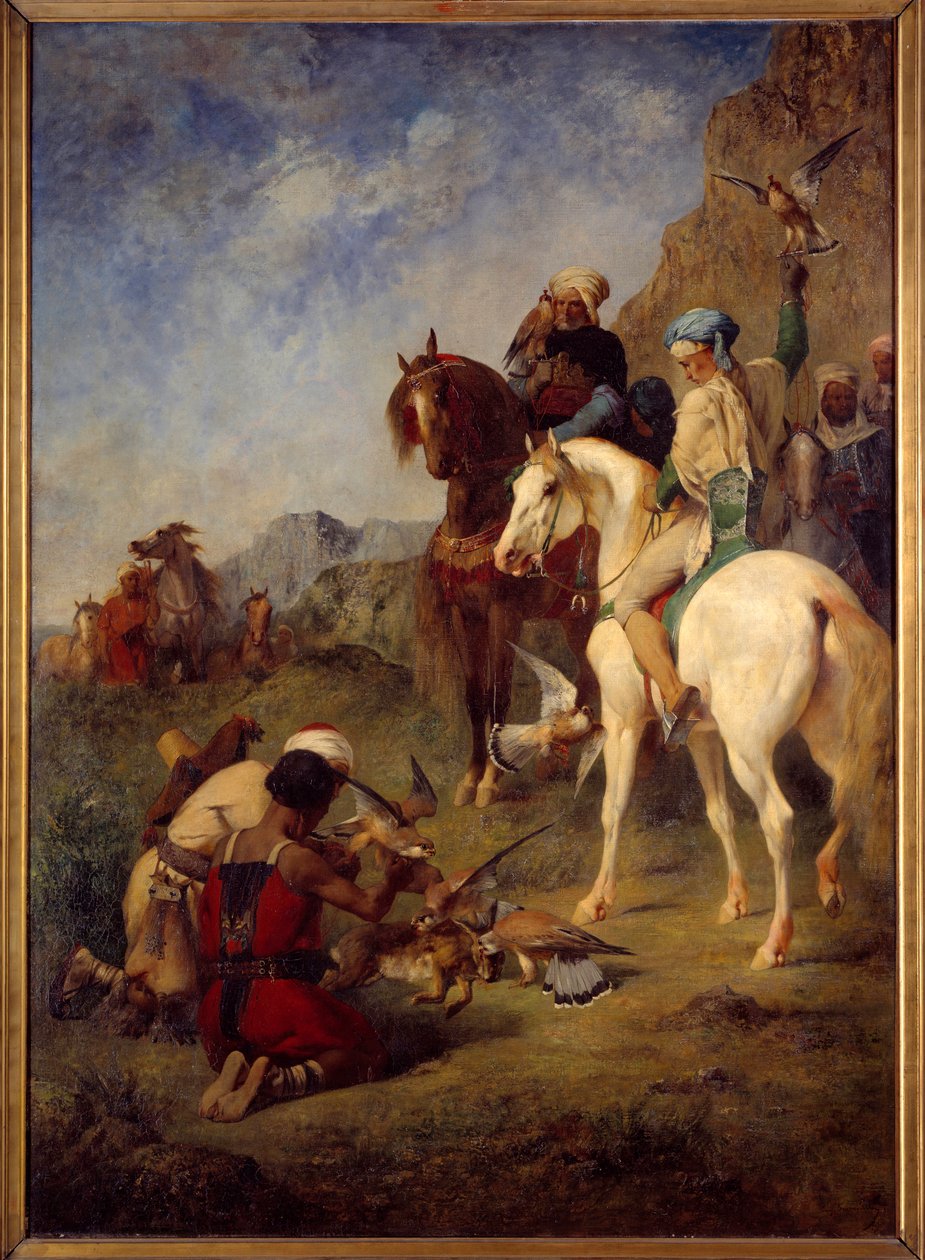Falkejagt i Algeriet: kuren. Maleri af Eugene Fromentin (1820-1876) af Eugène Fromentin