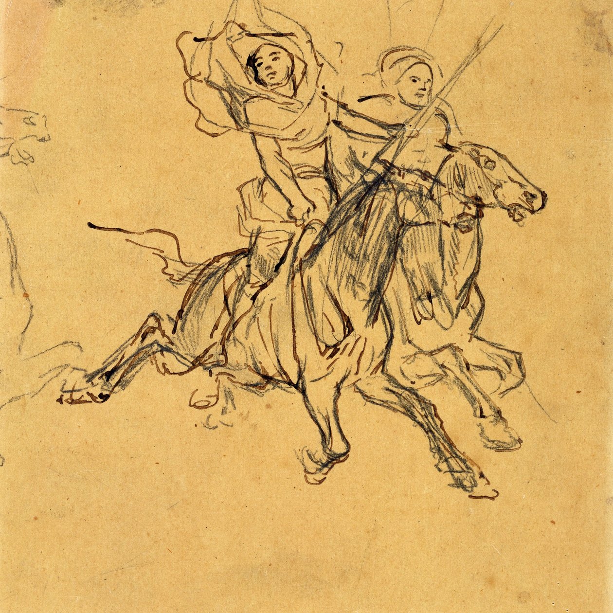 Studie von zwei Reitern af Eugène Fromentin